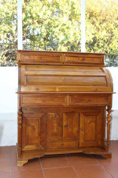 WOW!!! AN EXQUISITE SOLID BURMESE TEAK ROLL-TOP WRITING DESK - GORGEOUS FURNITURE!!!