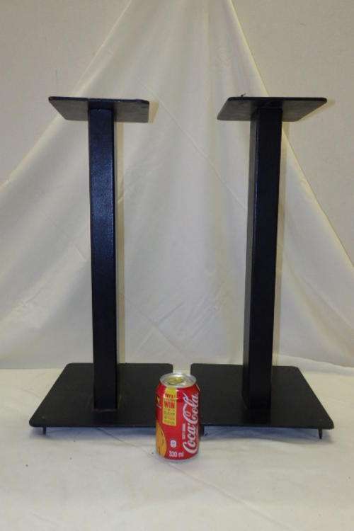 AN AWESOME AND VERY PRACTICAL PAIR OF BLACK METAL SURROUND SOUND/ SPEAKER STANDS
