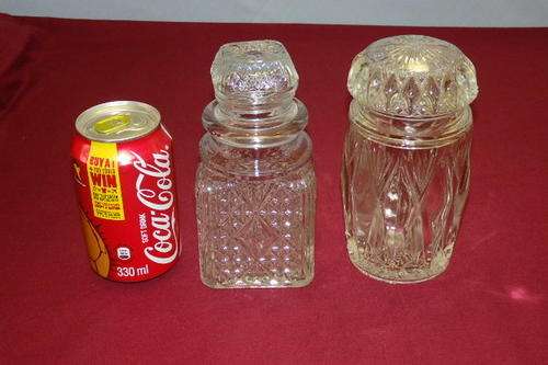 TWO AWESOME LIDDED "CUT GLASS" GLASS CONDIMENT JARS IN EXCELLENT CONDITION bid/jar