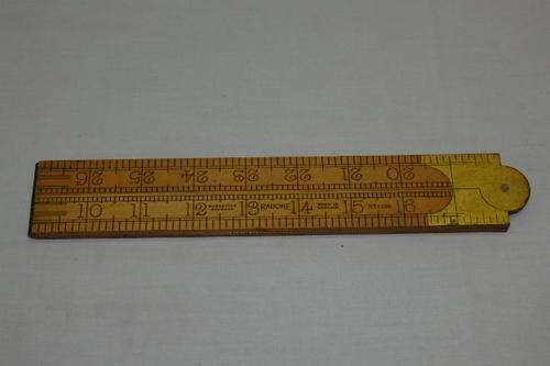 A FANTASTIC VINTAGE RABONE No. 1380 "BOXWOOD" FOLDING RULER WITH BRASS HINGES