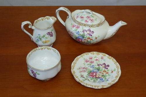 A SPECTACULAR AND EXTREMELY RARE 1940's ROYAL ALBERT CHINA "NOSEGAY" PATTERN TEA-FOR-TWO TEA SET