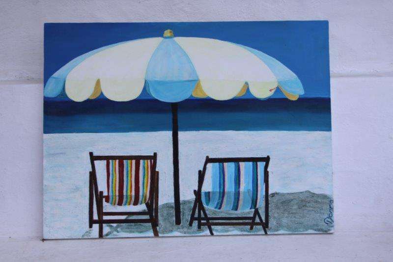 STUNNING ORIGINAL SIGNED BEACH SCENE OIL PAINTING ON CANVAS IN EXCELLENT CONDITION!!!