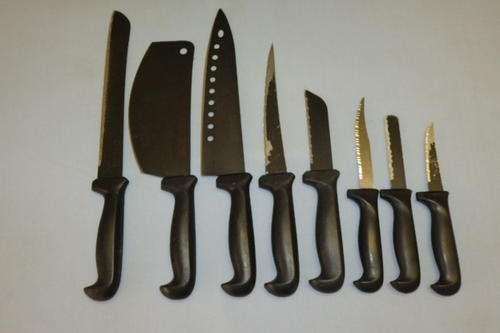 AN AWESOME COLLECTION OF EIGHT NIKKEI KNIVES INCLUDING THE CLEAVER AND MORE