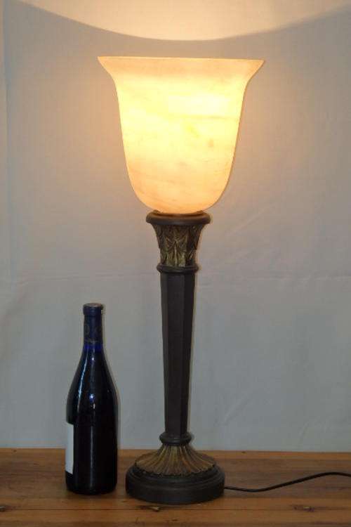 AN INCREDIBLE TALL DESIGNER TABLE LAMP WITH AN OPEN "MOTTLED" FIBREGLASS LAMP SHADE- STUNNING!!!!!
