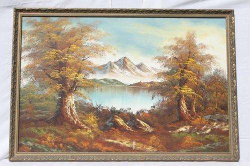 A STUNNING ORIGINAL OIL ON CANVAS BOARD LANDSCAPE PAINTING IN FAIR CONDITION FOR THE AGE!