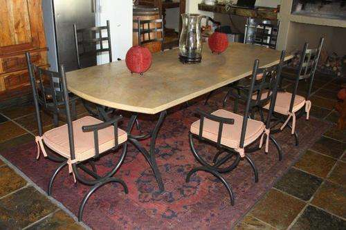 SIX TOP QUALITY, HEAVY WROUGHT IRON PATIO CHAIRS with MAGNIFICENT STYLISH CUSHIONS!!! 1bid4all
