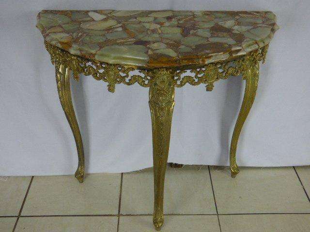 AN ABSOLUTELY GORGEOUS SOLID MARBLE & BRASS QUEEN ANNE HALF MOON TABLE IN FANTASTIC CONDITION!!!!!!!