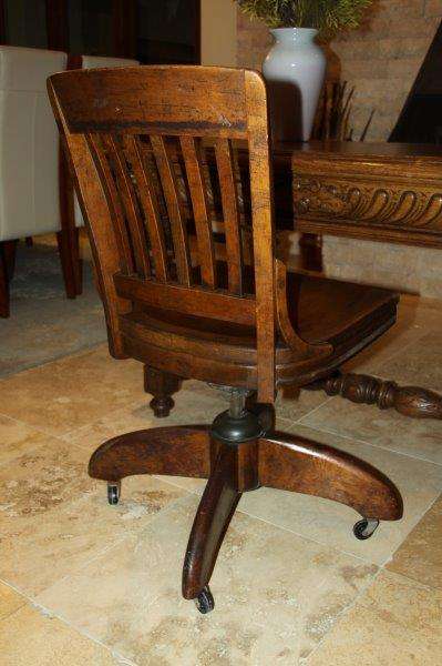 AN EXQUISITE ANTIQUE SWIVEL / TILT OFFICE CHAIR IN EXCELLENT CONDITION FOR THE AGE! GORGEOUS!