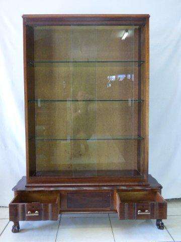 AN IMPRESSIVE VINTAGE BALL & CLAW SOLID IMBUIA AND GLASS BOOK/SHOWCASE. STUNNING DISPLAY!!