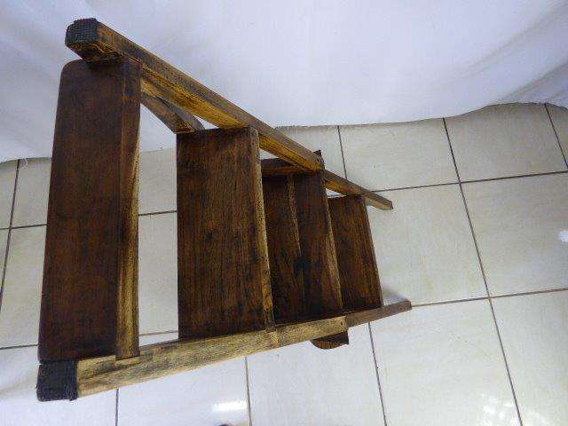 A GORGEOUS SOLID BURMESE TEAK BENJAMIN FRANKLIN LIBRARY LADDER CHAIR. ABSOLUTELY STUNNING!!