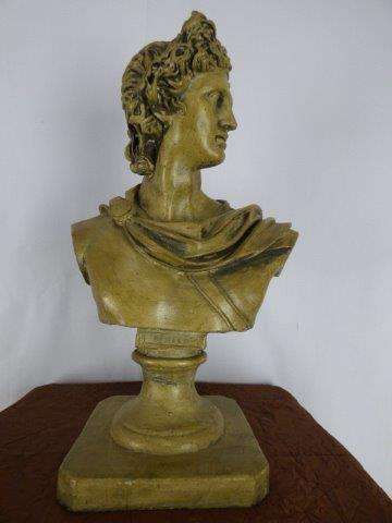 AN INCREDIBLE "LARGER" STONE LIKE  BUST OF THE GREEK GOD OF MUSIC "APOLLO"