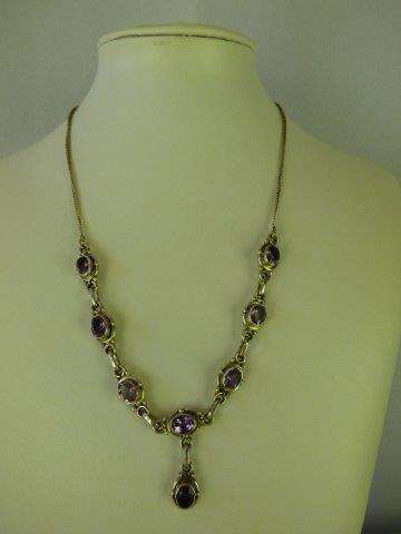 A BEAUTIFUL SILVER (925) CHAIN WITH 8 GORGEOUS AMETHYST'S. STUNNING!!