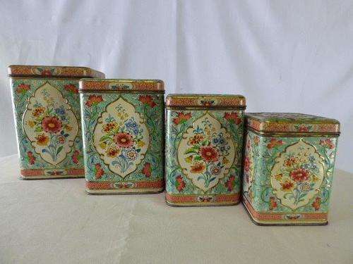 4 GORGEOUS VINTAGE "UNION OF SOUTH AFRICA" HUMPHRIES LTD SUNRISE TOFFEE TINS, BEAUTIFUL ON DISPLAY!
