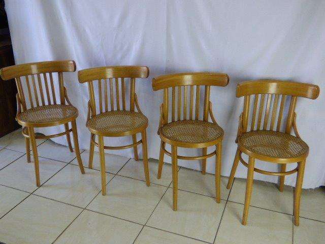 WOW! FOUR STUNNING THONET STYLE BENTWOOD CHAIRS WITH BEAUTIFUL RATTAN SEATS. bid/chair