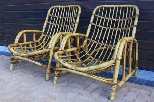 2 STUNNING PETREANZE BANANA CANE CHAIRS,BEAUTIFUL, SOLID AND STURDY!! JUST ADD CUSHIONS!!!