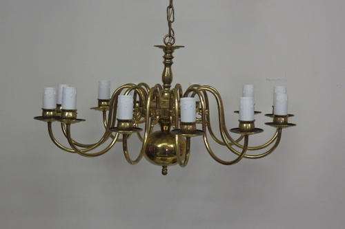 A SPECTACULAR LARGE VINTAGE "12 ARM" (CANDLE GLOBE) BRASS CHANDELIER IN AWESOME CONDITION