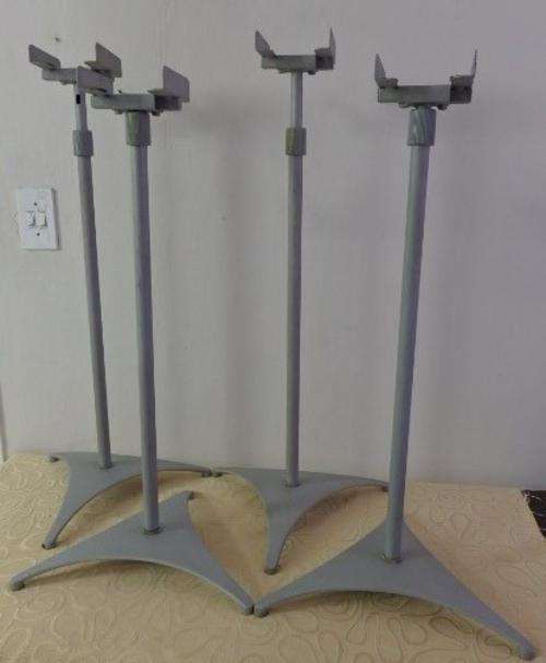 AN AWESOME "MODERN" SET OF FOUR TELESCOPIC SURROUND SOUND SPEAKER STANDS WITH ADJUSTABLE BRACKETS