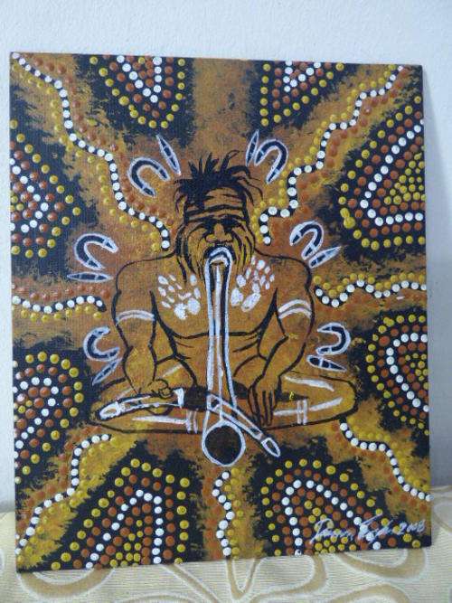 A STUNNING ORIGINAL ABORIGINAL PAINTING BY DARREN COOPER 'THE WIRADJURI LIGHTNING MAN" FABULOUS!!