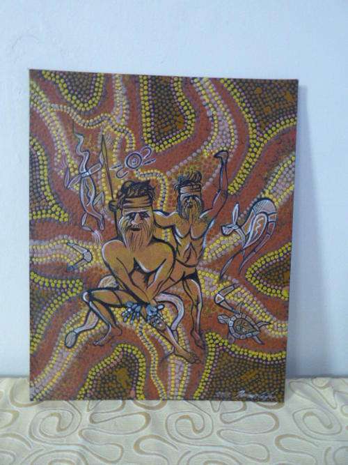 A STUNNING ORIGINAL "ABORIGINAL PAINTING" BY AUSTRALIAN ARTIST DARREN COOPER. STUNNING!!!