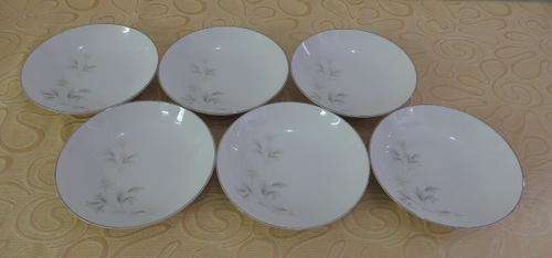 A GORGEOUS SET OF SIX NORITAKE OF JAPAN BONE CHINA SOUP BOWLS IN THE AWESOME ROWENA PATTERN