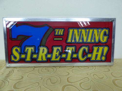 A VERY SCARCE ORIGINAL CASINO SLOT MACHINE "THEMED" GLASS PANEL IN ITS ORIGINAL ALUMINIUM FRAME!!