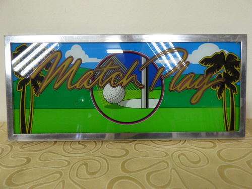 A VERY SCARCE ORIGINAL CASINO SLOT MACHINE "THEMED" GLASS PANEL IN ITS ORIGINAL ALUMINIUM FRAME!!