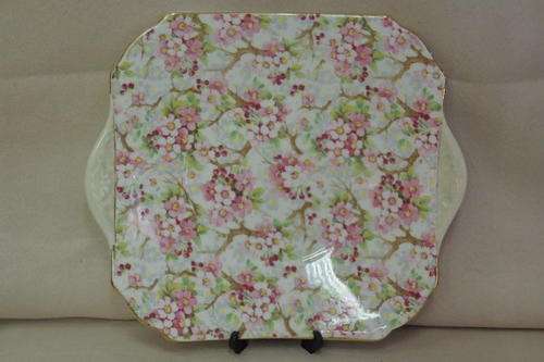 AN INCREDIBLE RARE VINTAGE "SHELLEY" OF ENGLAND "MAYTIME" PATTERN "HANDLED" PASTRY PLATE