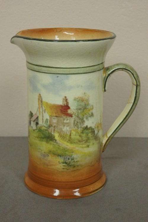 A FANTASTIC & RARE ANTIQUE (c1929) ROYAL DOULTON "COUNTRY COTTAGES" WATER PITCHER