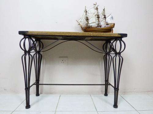 A BEAUTIFUL, STYLISH PHILLIPINES SOLID TEAK & WROUGHT IRON OCCASIONAL/DISPLAY TABLE. FABULOUS!!!