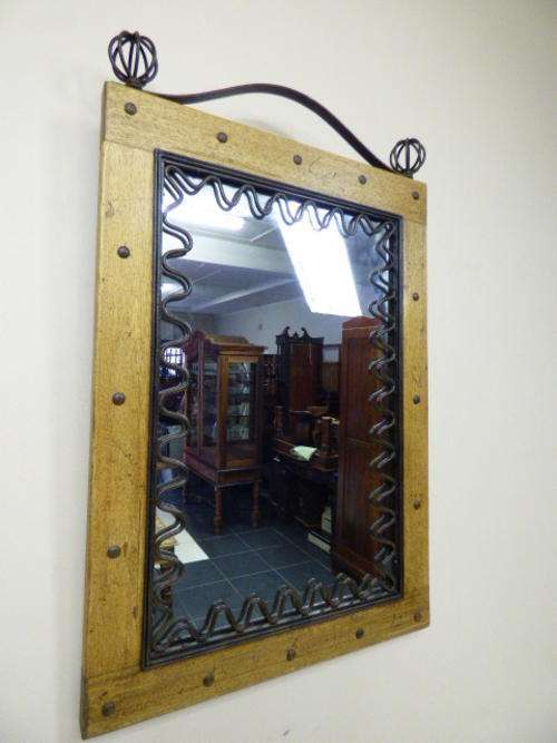 A BEAUTIFUL, STYLISH PHILLIPINES SOLID TEAK & WROUGHT IRON  FEATURE MIRROR. FABULOUS!!!