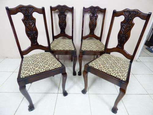 WOW! 4 MAGNIFICENT IMBUIA BALL & CLAW DINING CHAIRS NEWLY UPHOLSTERED. GORGEOUS!!