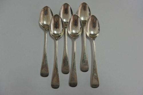 A SUPERB SET OF 6x ANTIQUE (1905) HALLMARKED "WS SAVAGE & Co." STERLING SILVER TEASPOON bid/spoon