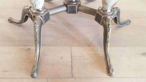 An exquisite and beautifully made round Italian marble and ornate solid brass coffee table