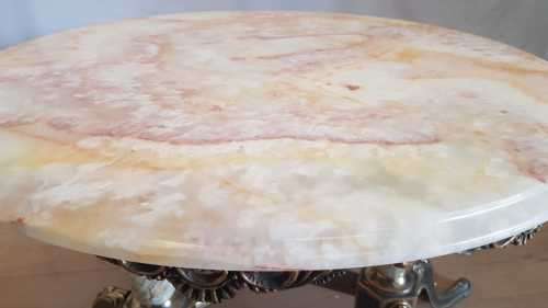 An exquisite and beautifully made round Italian marble and ornate solid brass coffee table