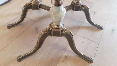 An exquisite and beautifully made round Italian marble and ornate solid brass coffee table