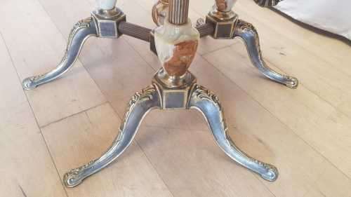 An exquisite and beautifully made round Italian marble and ornate solid brass coffee table