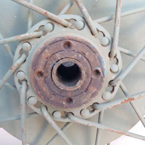 An amazing old antique steel wheel