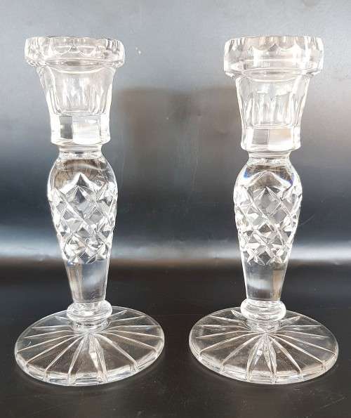 A beautiful pair of single Crystal candle holders