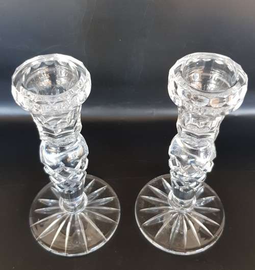 A beautiful pair of single Crystal candle holders
