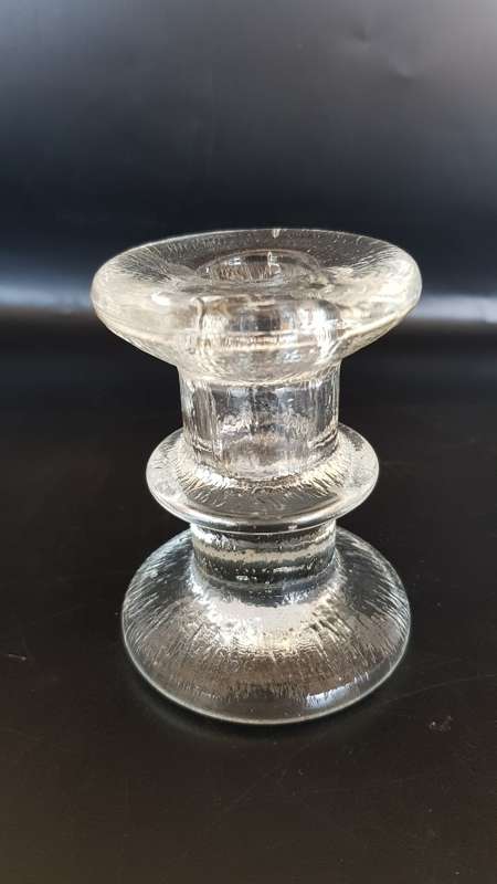 A beautiful lot of 3 glass ornaments, candle holder, vase and Swan