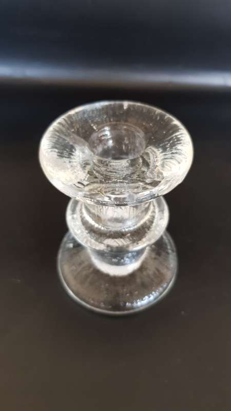 A beautiful lot of 3 glass ornaments, candle holder, vase and Swan