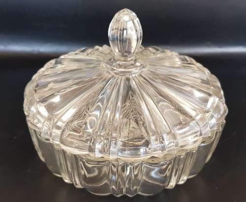 A stunning lidded glass sweets bowl