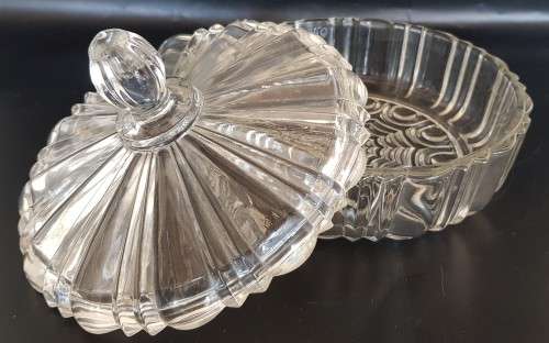 A stunning lidded glass sweets bowl