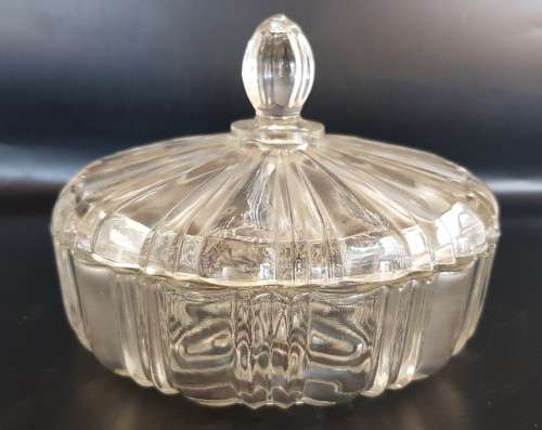 A stunning lidded glass sweets bowl