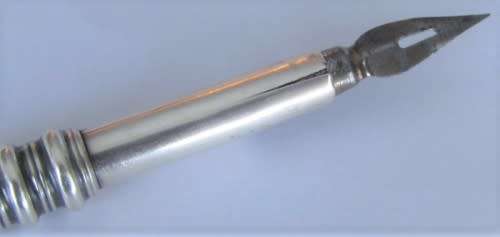 An incredible antique 1798 Allen Dominy hallmarked sterling silver dip pen. Very rare!