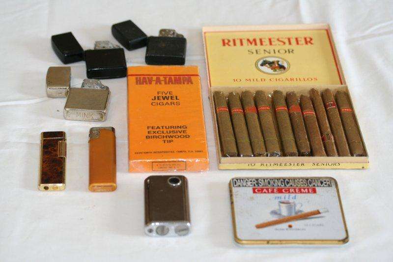 "JOB LOT" - A COLLECTION OF CIGAR TINS, CIGARS (STILL SEALED) AND LIGHTERS!!!