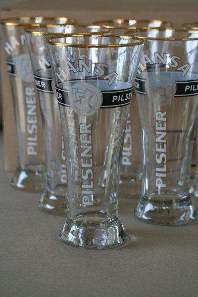 AWESOME HANSA PILSENER 500ml DRAUGHT GLASSES! BRAND NEW, STILL IN THE BOX. GREAT FOR YOUR PUB!!!