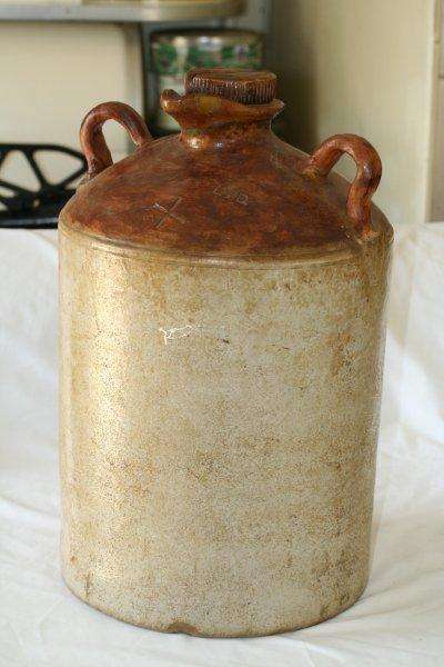 A SERIOUSLY OLD, VERY LARGE STONEWARE JUG WITH THE ORIGINAL STONE LID!
