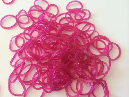 Rainbow loom bands - Rose Pink clear glitter