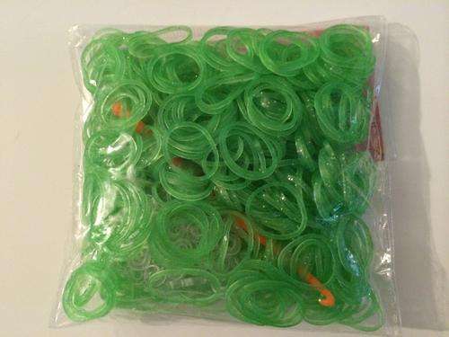 Rainbow loom bands - Clear green glitter